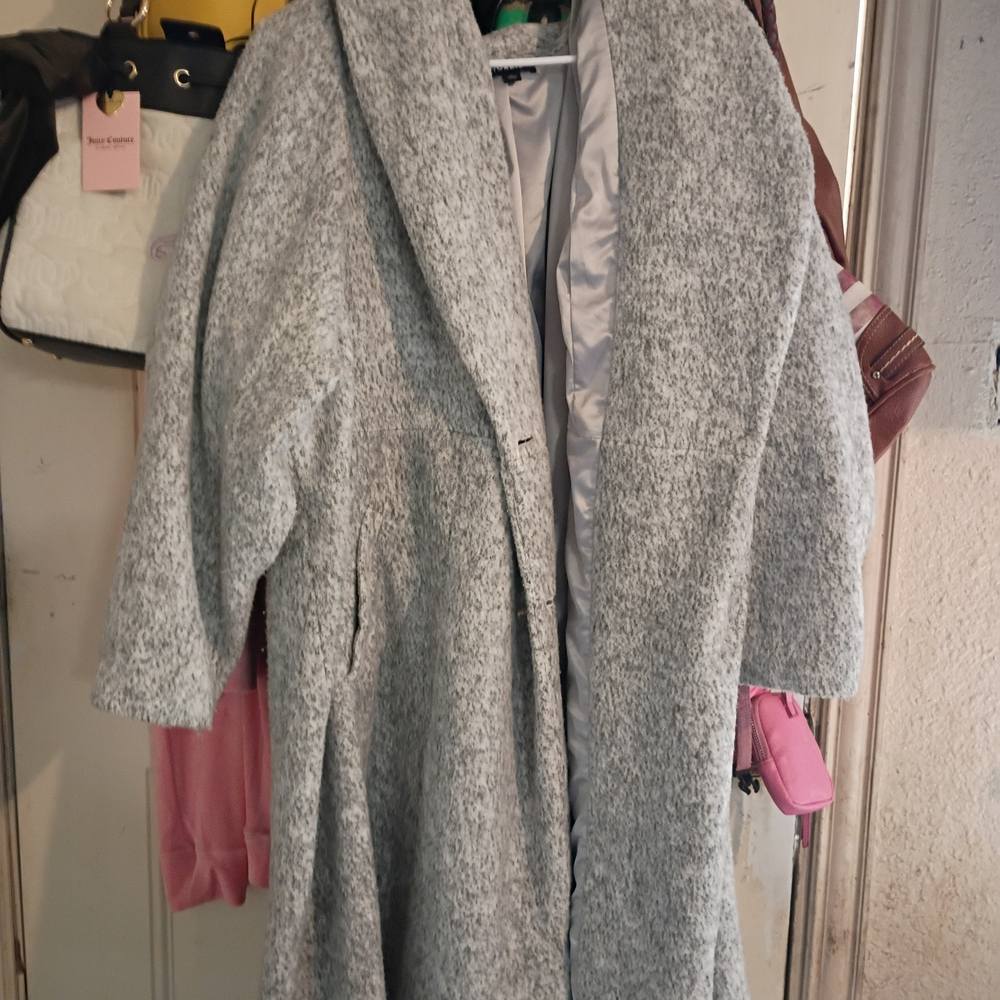 torrid Light Gray Bouclé Collar Coat